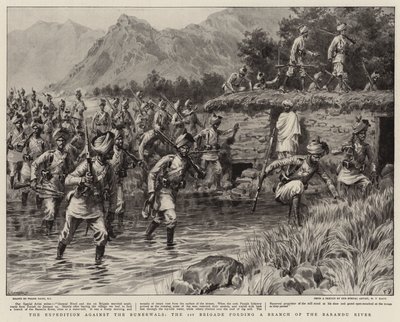 La spedizione contro i Bunerwals, la 1ª Brigata attraversa un ramo del fiume Barandu da Frank Dadd